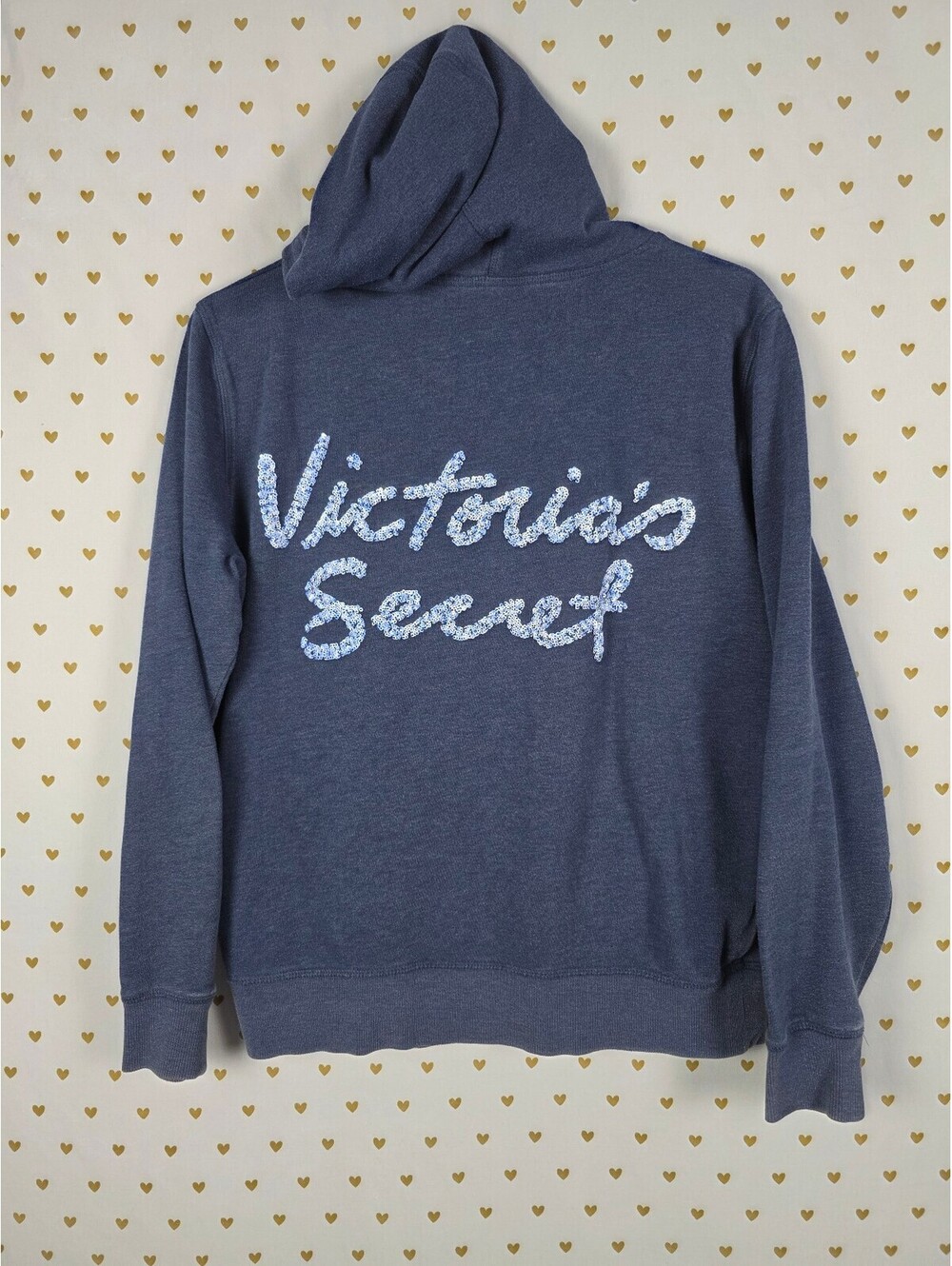 Victorias Secret ANGELS Bling Full zip Hoodie Jacket Blue MEDIUM Sequin